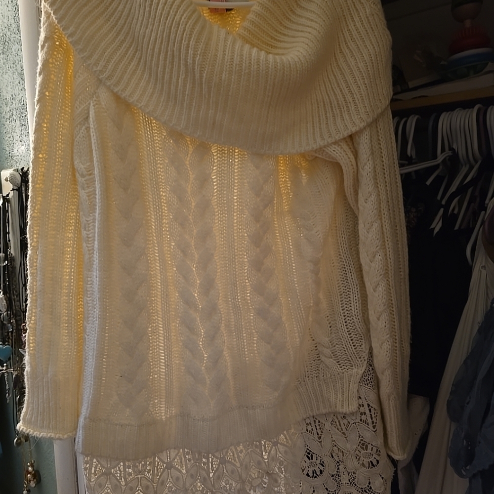 Knox Rose Lace Trim Sweater 2x